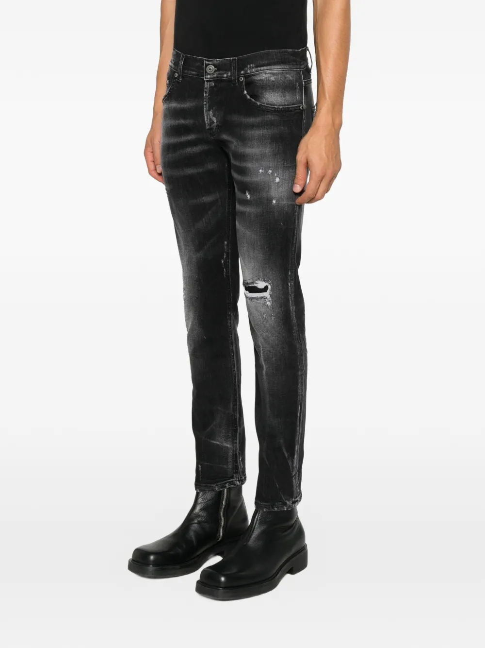 DONDUP Gerafelde jeans met vervaagd effect Zwart