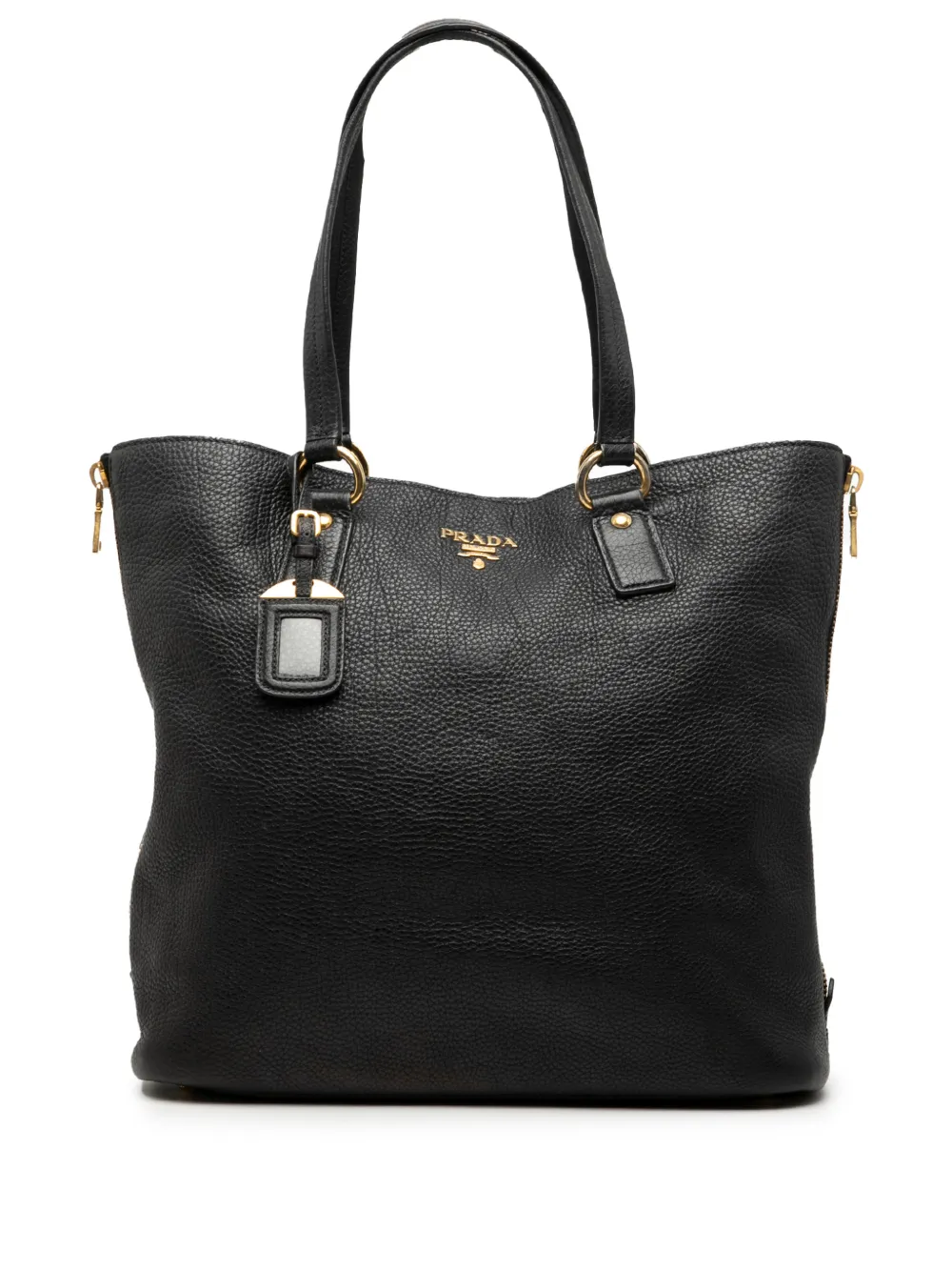 Prada Pre-Owned 2010-2026 Vitello Daino Side Zip tote bag - Nero