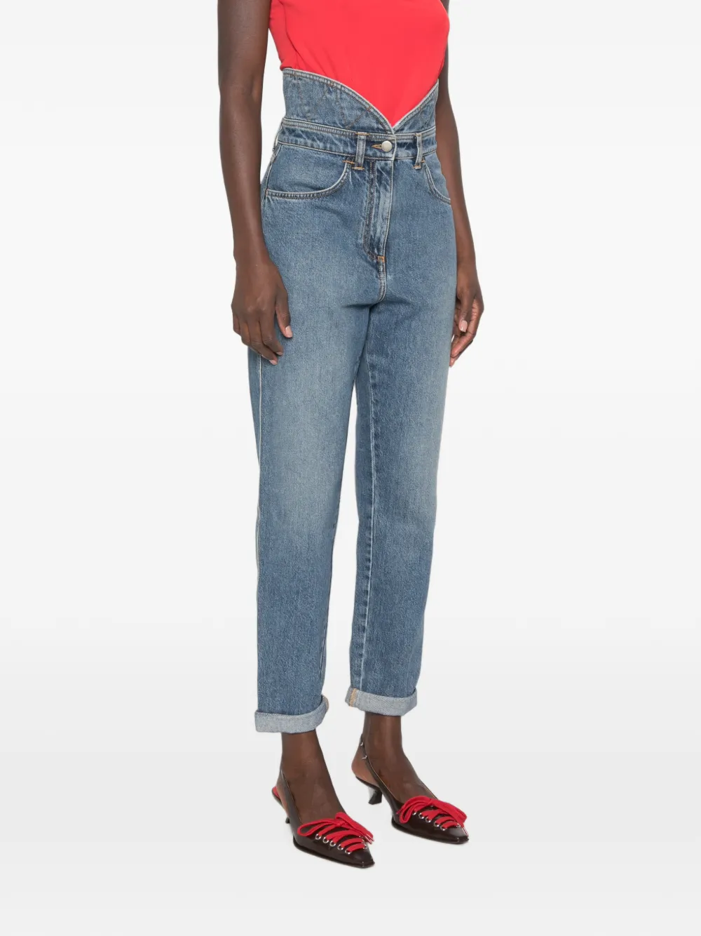 Philosophy Di Lorenzo Serafini High-waist jeans met V-detail Blauw