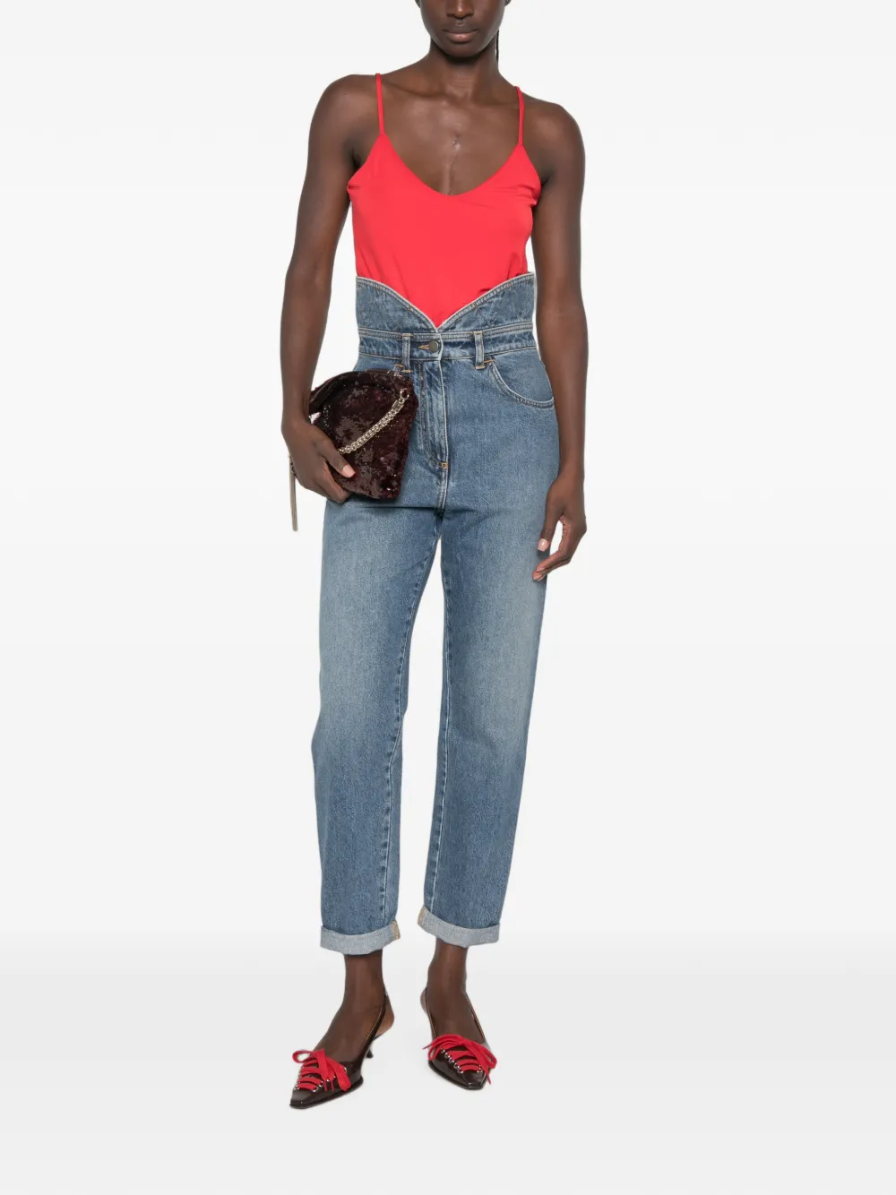 Philosophy Di Lorenzo Serafini High-waist jeans met V-detail Blauw