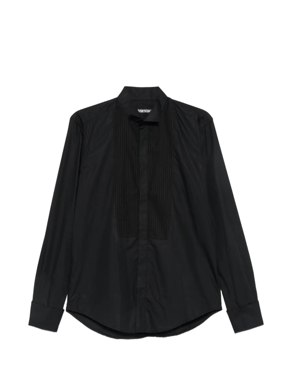 Brian Dales Pleated-bib Wing-tip Collar Shirt In Black