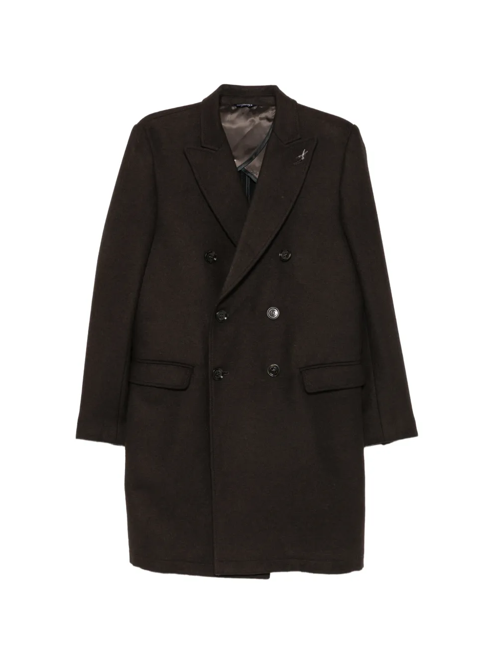 Daniele Alessandrini Double-breasted Peak-lapels Coat In Brown