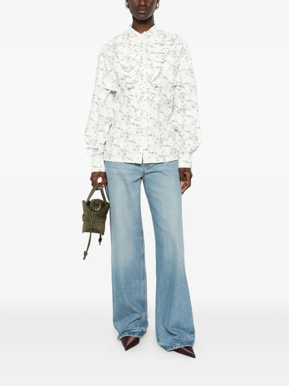 Philosophy Di Lorenzo Serafini Blouse met bloemenprint en ruches Wit
