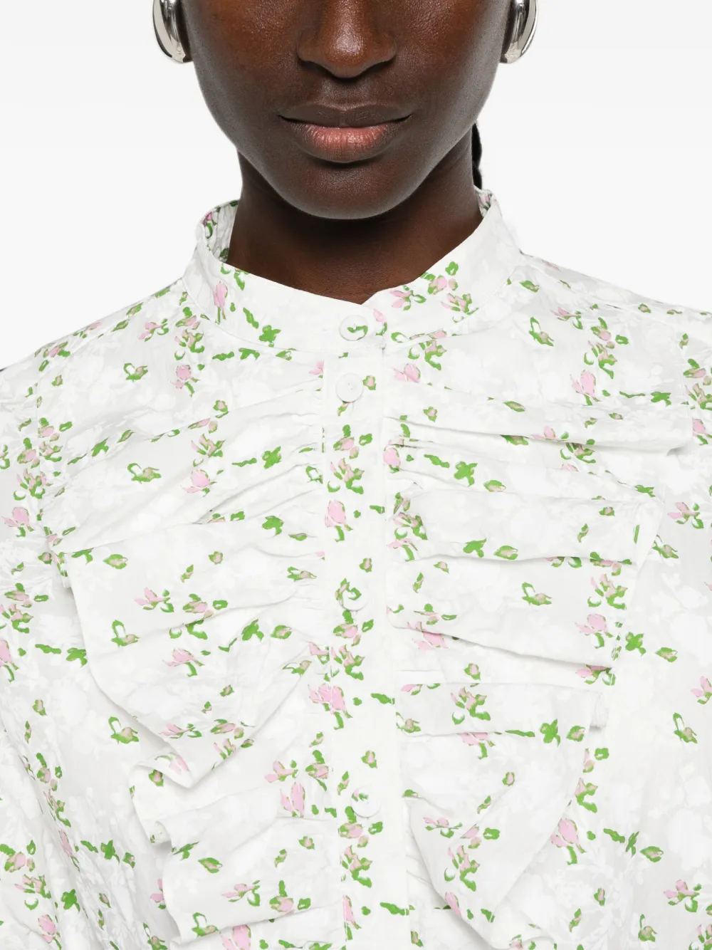 Philosophy Di Lorenzo Serafini Blouse met bloemenprint en ruches Wit