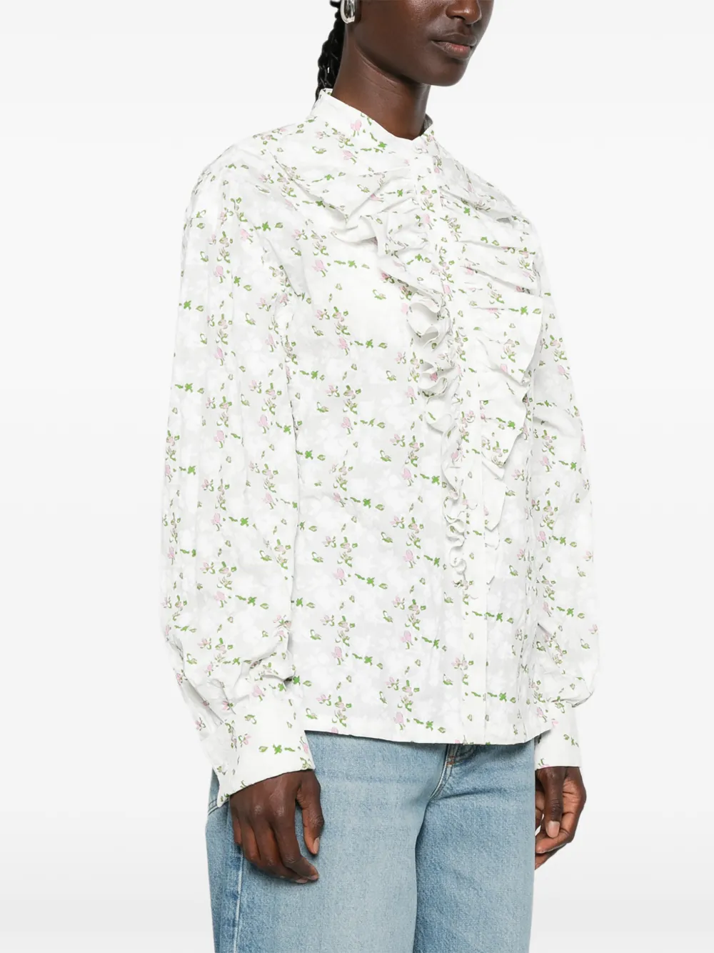Philosophy Di Lorenzo Serafini Blouse met bloemenprint en ruches Wit