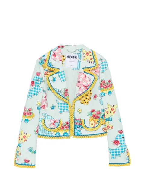 Moschino graphic-print pom-pom jacket