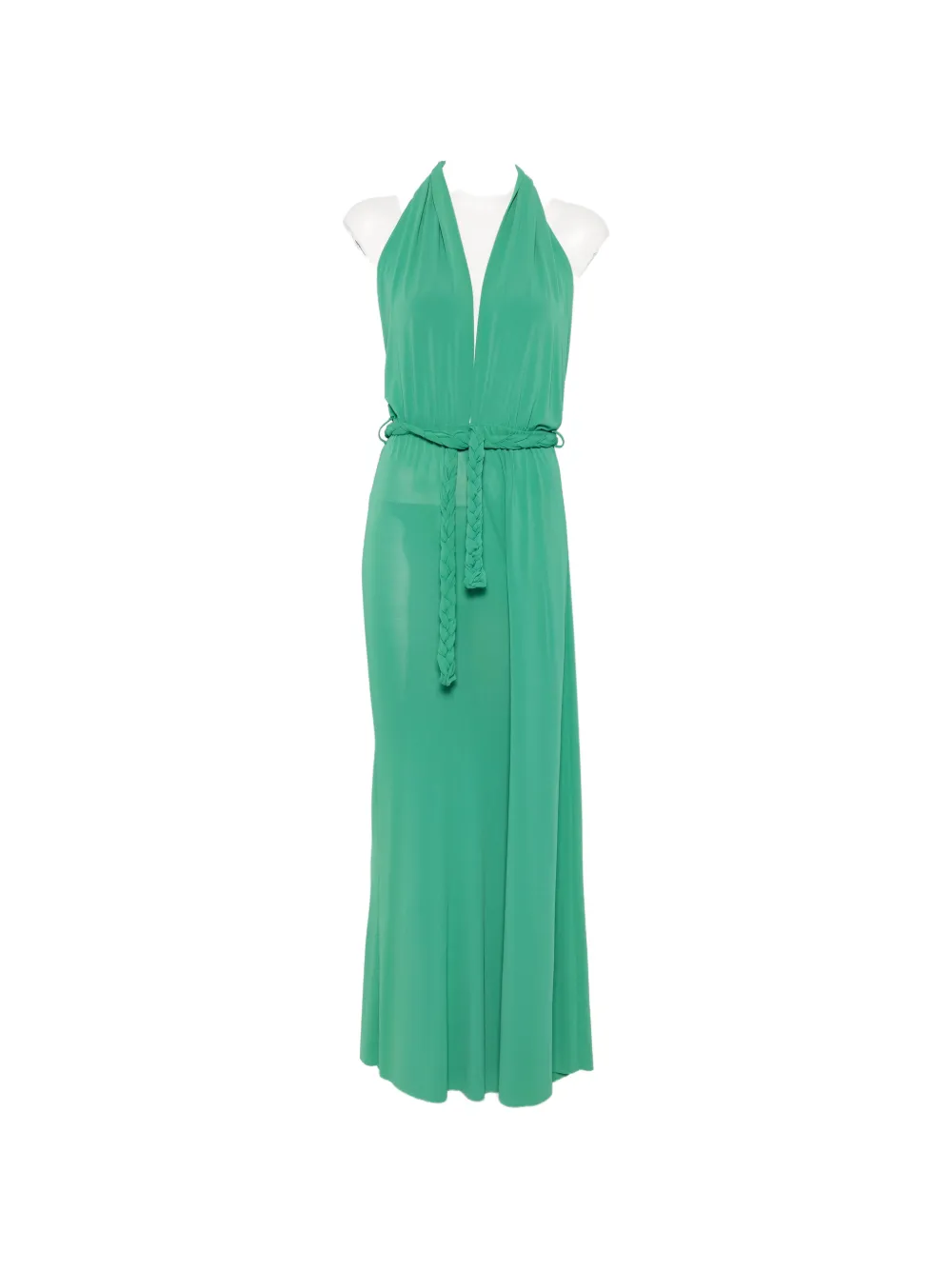 Kaos Halterneck Braided-belt Jumpsuit In Green