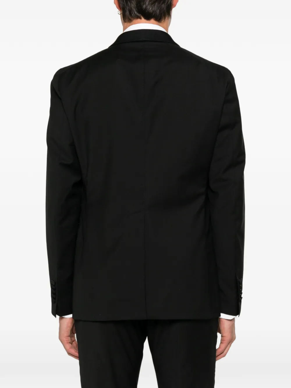 Tagliatore Super 110's wollen blazer met dubbele rij knopen en sjaalrevers Zwart