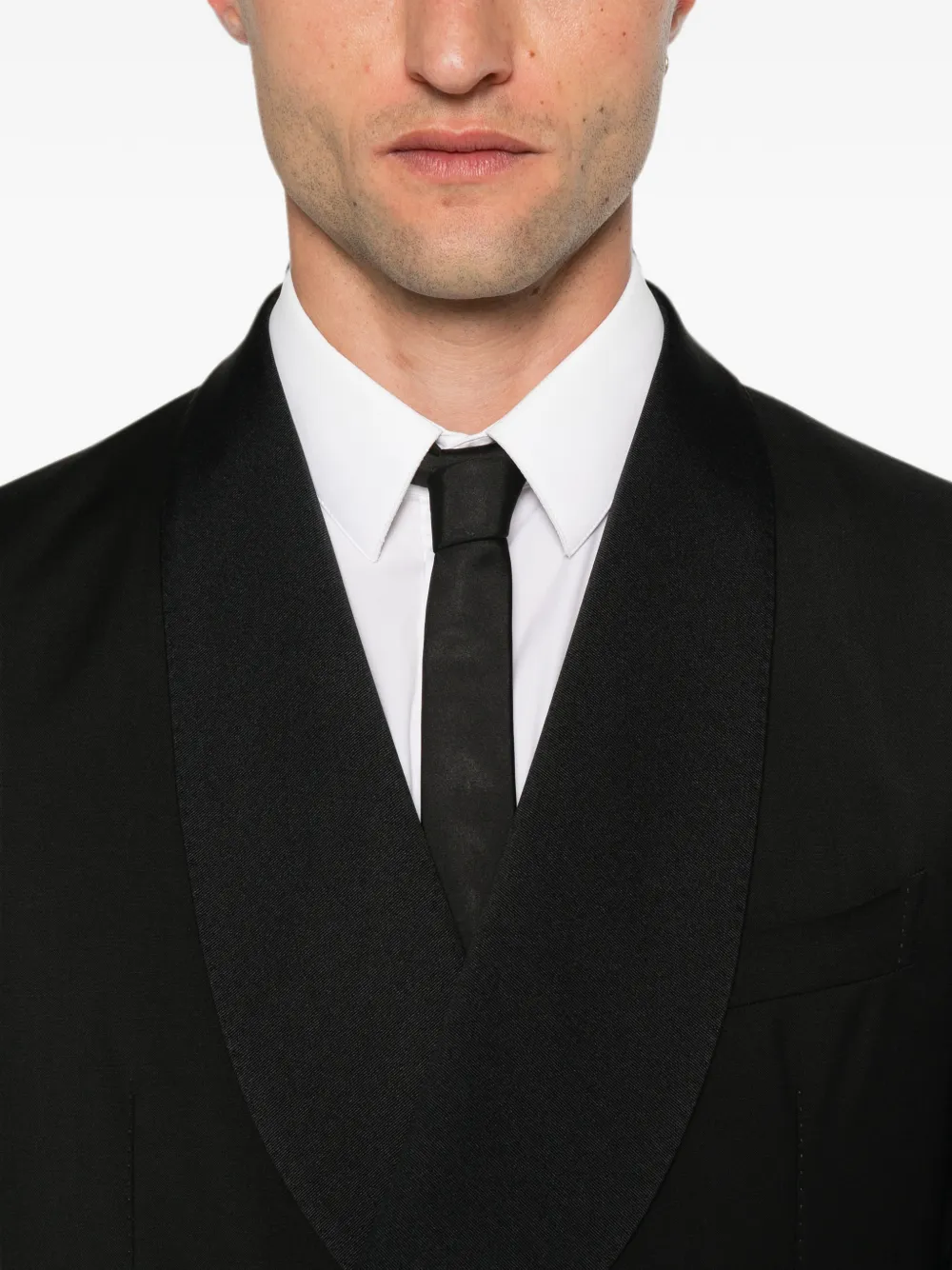 Tagliatore Super 110's wollen blazer met dubbele rij knopen en sjaalrevers Zwart