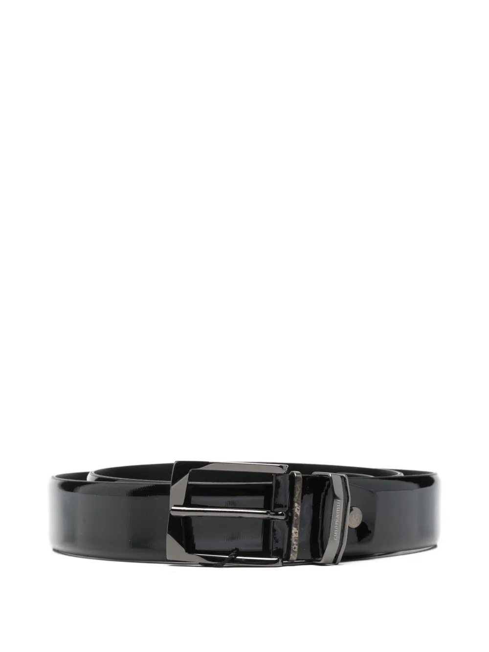 Carlo Pignatelli patent-finish buckle-fastening belt - Nero