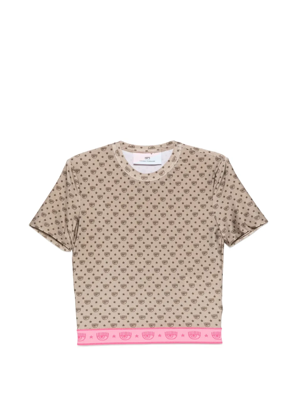 Chiara Ferragni Eyelike-print cropped T-shirt - Verde