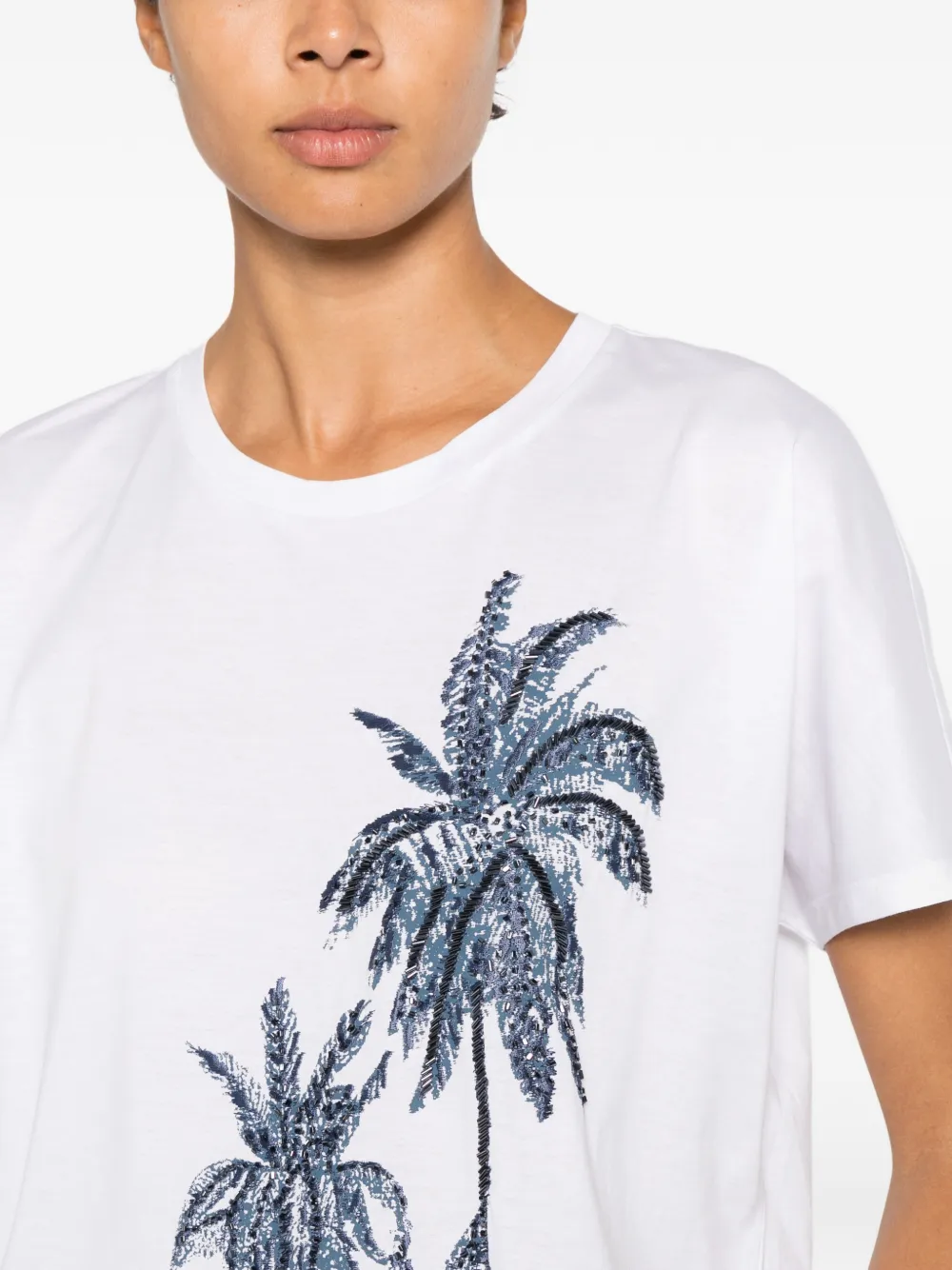 'S Max Mara T-shirt verfraaid met palmboom van pailletten Wit