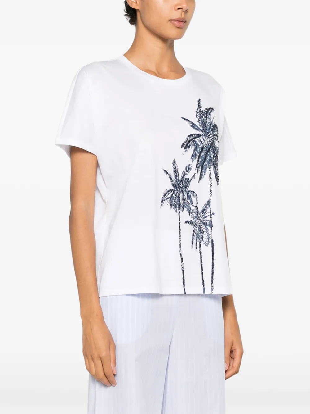 'S Max Mara T-shirt verfraaid met palmboom van pailletten Wit