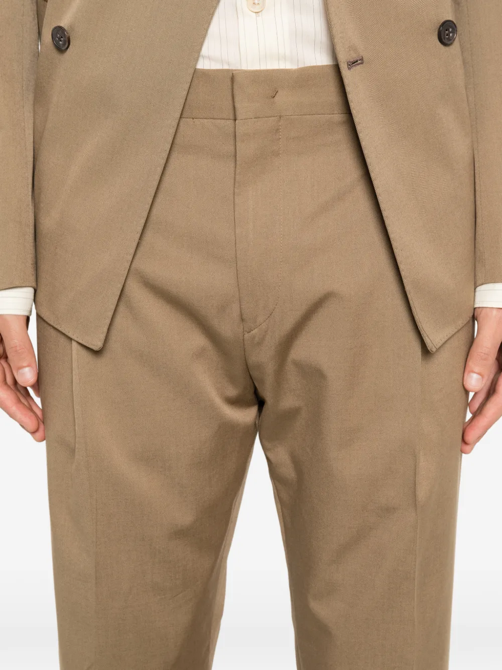 Brian Dales Broek met riemlussen en plooien Bruin