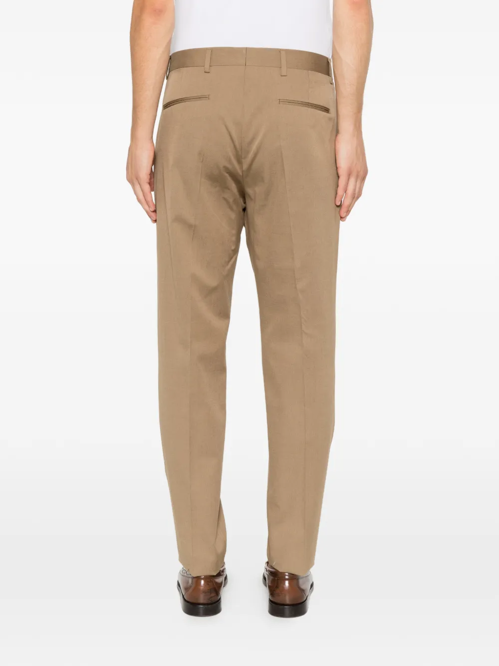 Brian Dales Broek met riemlussen en plooien Bruin