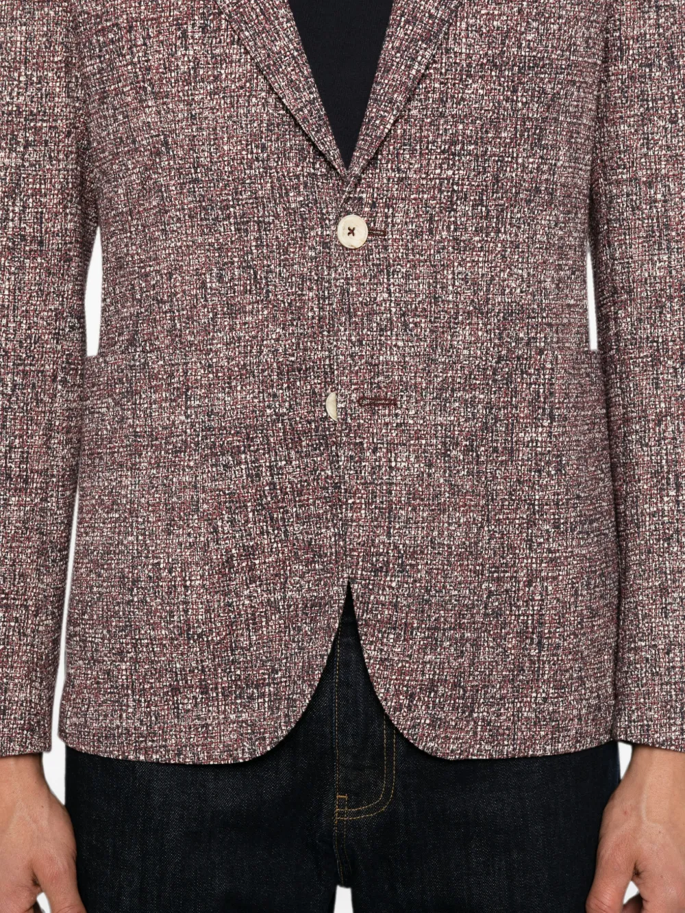 Manuel Ritz Katoenen blazer met enkele rij knopen en textuur Rood