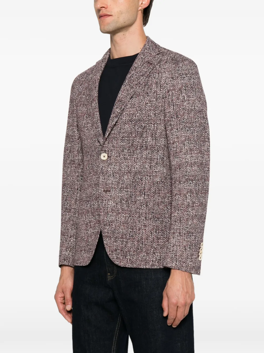 Manuel Ritz Katoenen blazer met enkele rij knopen en textuur Rood