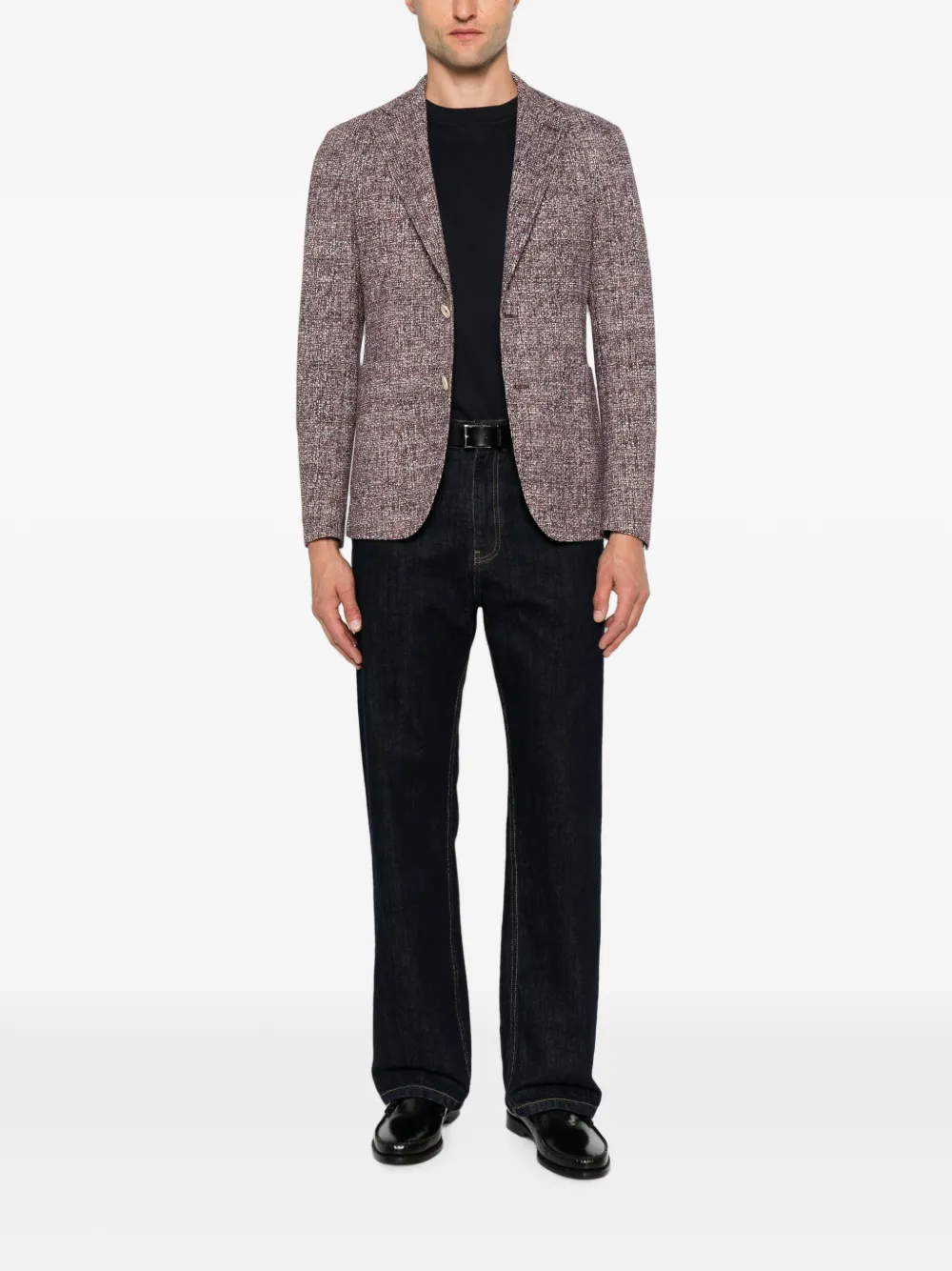 Manuel Ritz Katoenen blazer met enkele rij knopen en textuur Rood