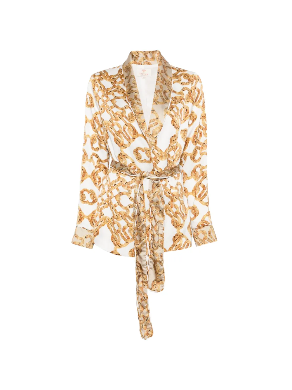 TWINSET rope-print belted jacket - Bianco