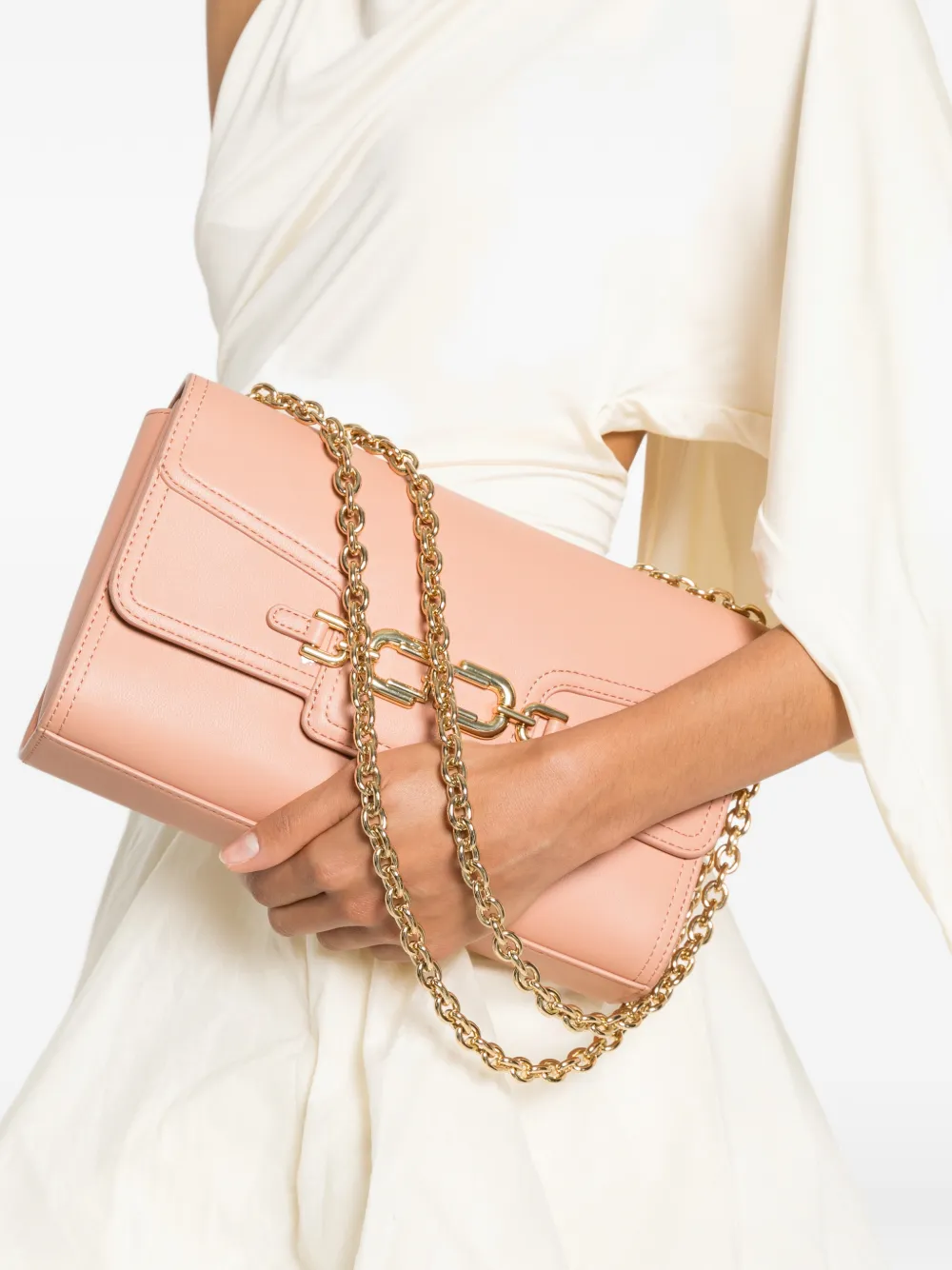 Elisabetta Franchi Schoudertas met schakelketting Roze