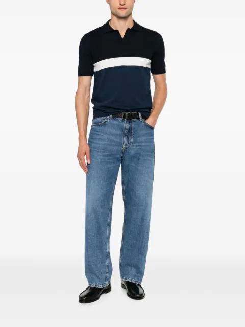 Jeordie's colour-block short-sleeve V-neck cotton shirt