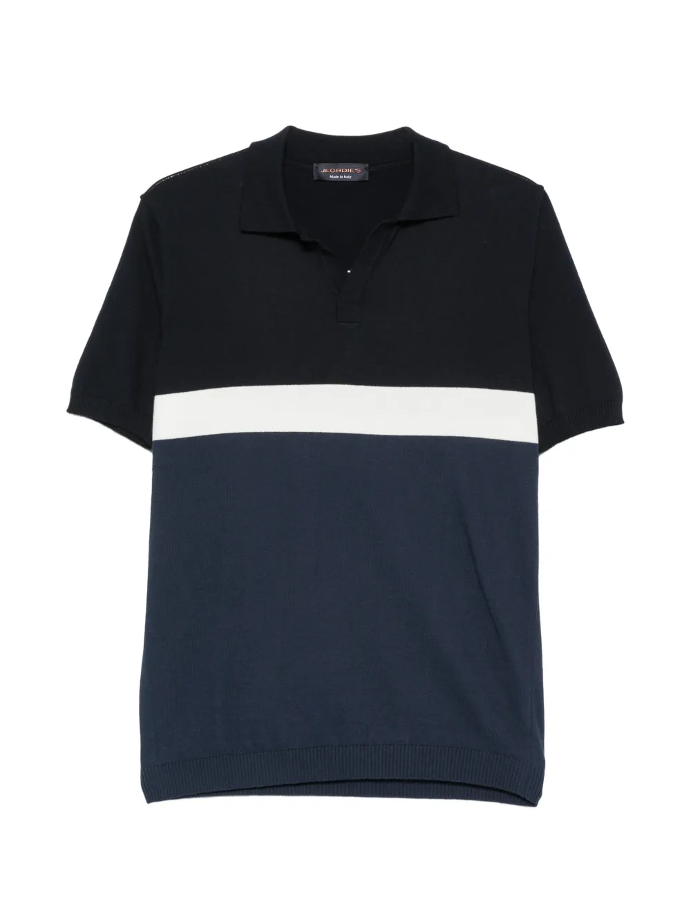 Jeordie's colour-block short-sleeve V-neck cottonshirt - Blu