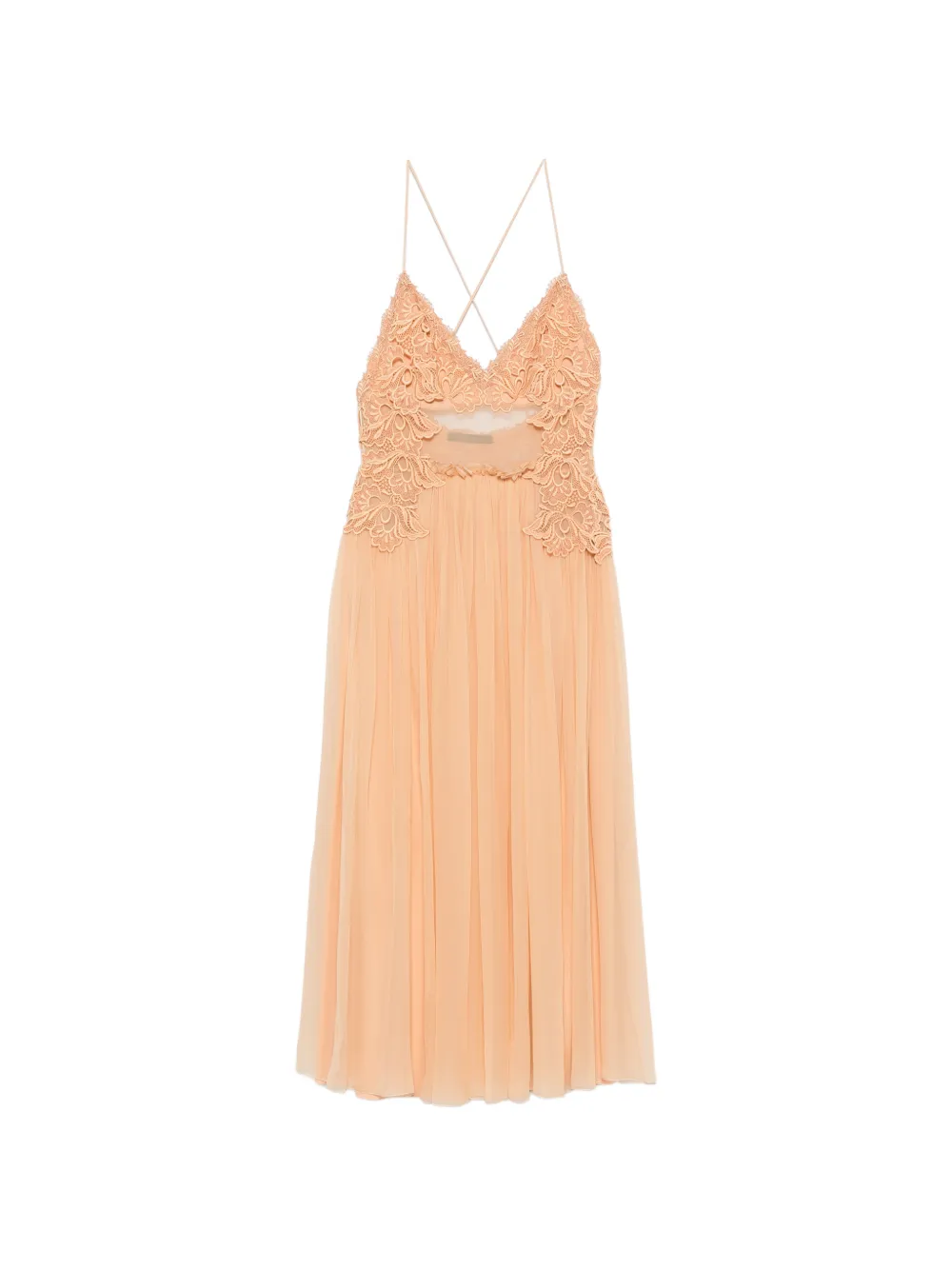 Alberta Ferretti lace-trimmed pleated midi dress