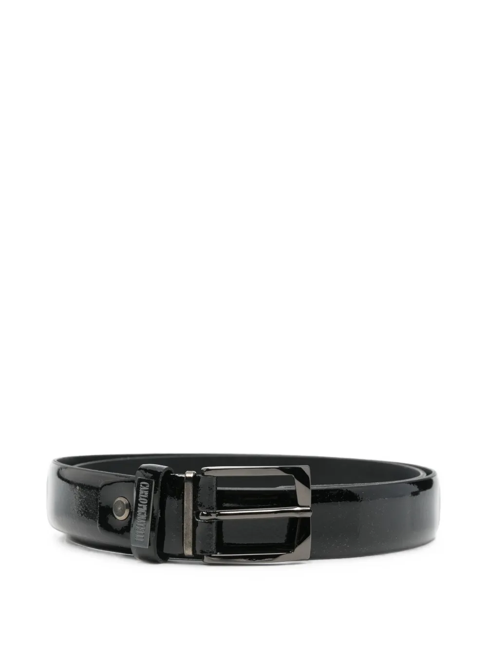 Carlo Pignatelli patent-finish logo-plaque belt