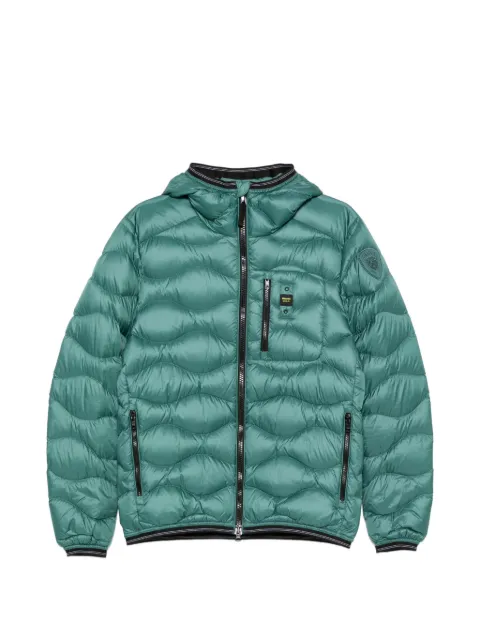 Blauer Gesteppte Kapuzenjacke