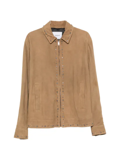 DONDUP stud-embellished zip-up suede jacket