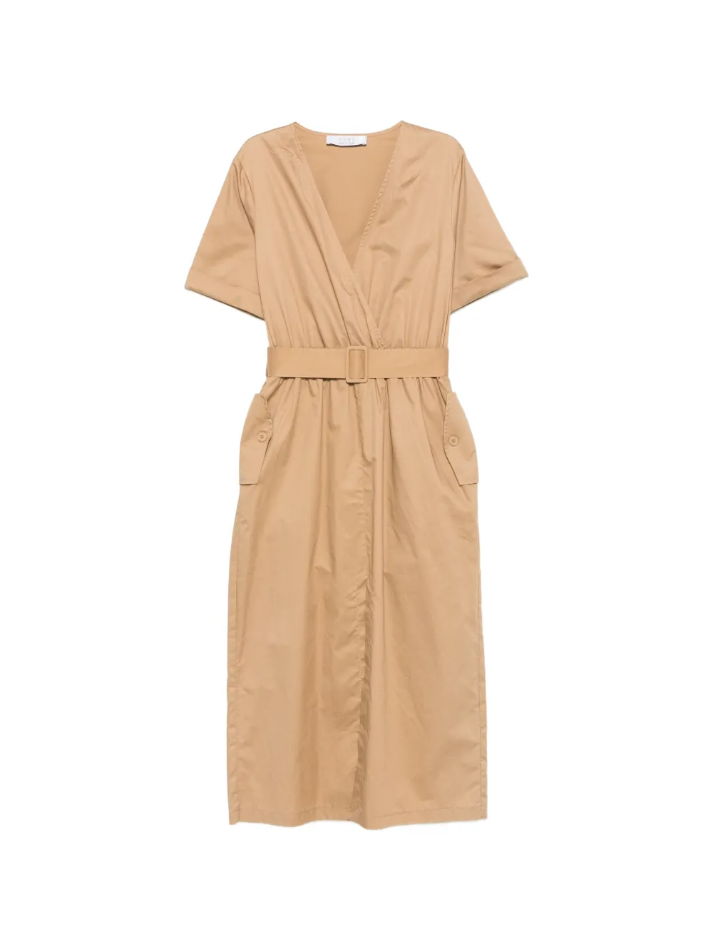 kaos belted V-neck midi dress - Nude