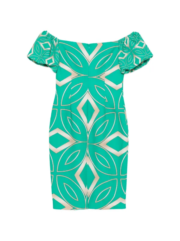 off the shoulder geometric print dress Allure geometric-print off-shoulder Dress | Green