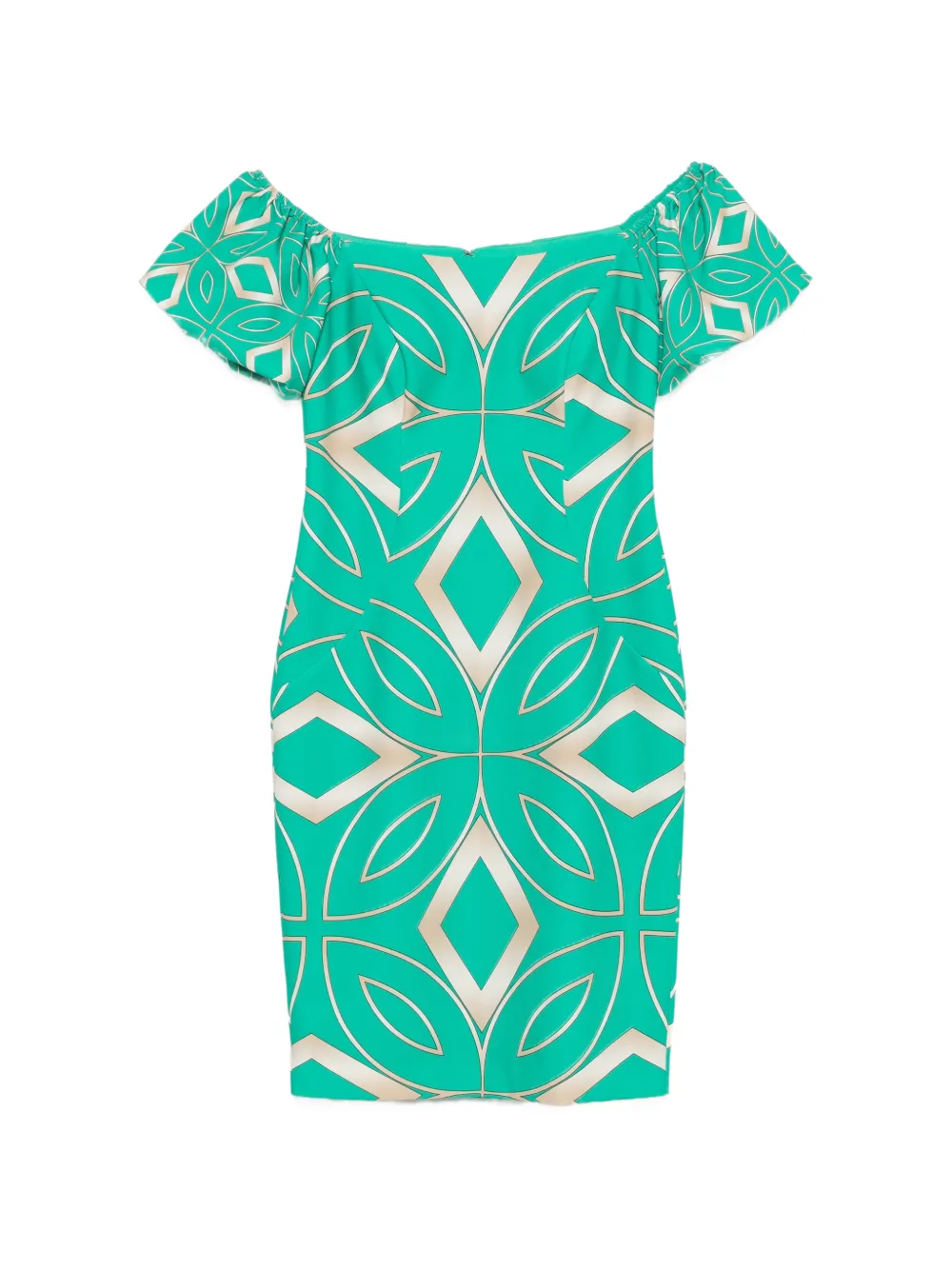 Allure geometric-print off-shoulder dress