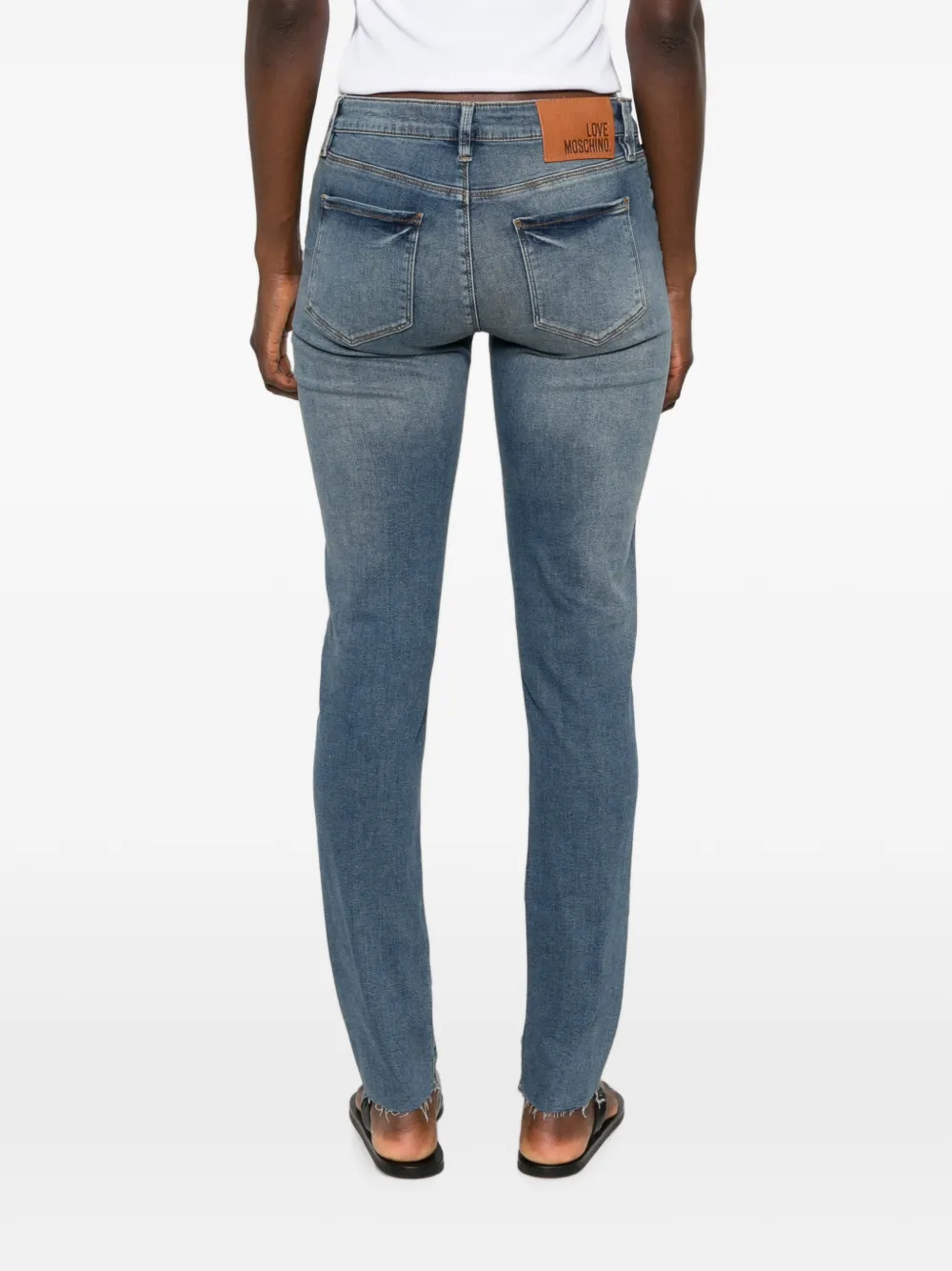 Love Moschino Gerafelde jeans met franje afwerking Blauw