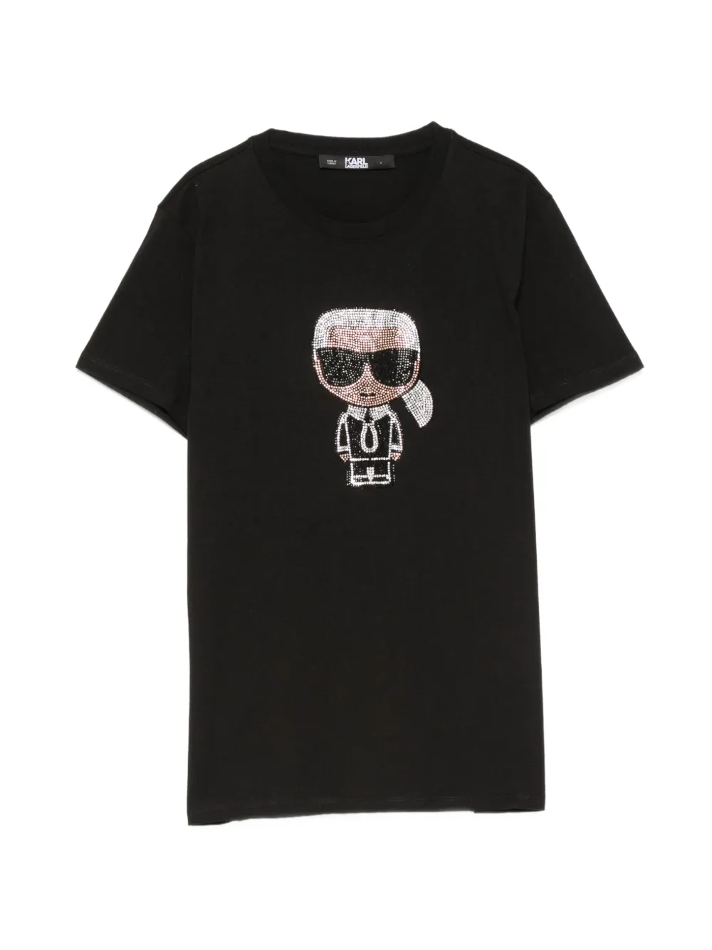 Karl Lagerfeld T-shirt Ikonik con strass - Nero