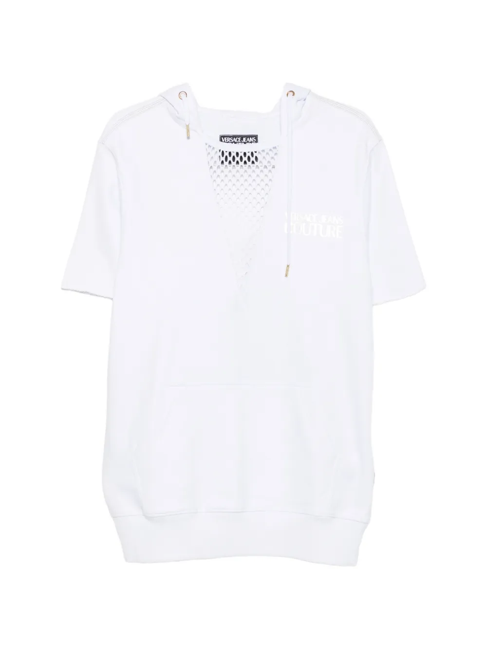 Versace Jeans Couture mesh-insert short-sleeve hoodie - Weiß