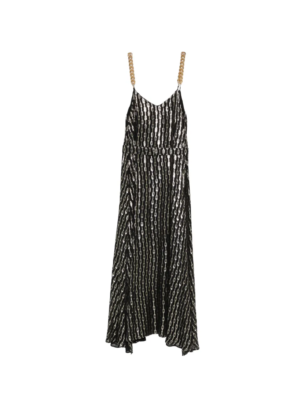 SIMONA CORSELLINI Maxi-jurk met kettingband en schakelketting-print Zwart