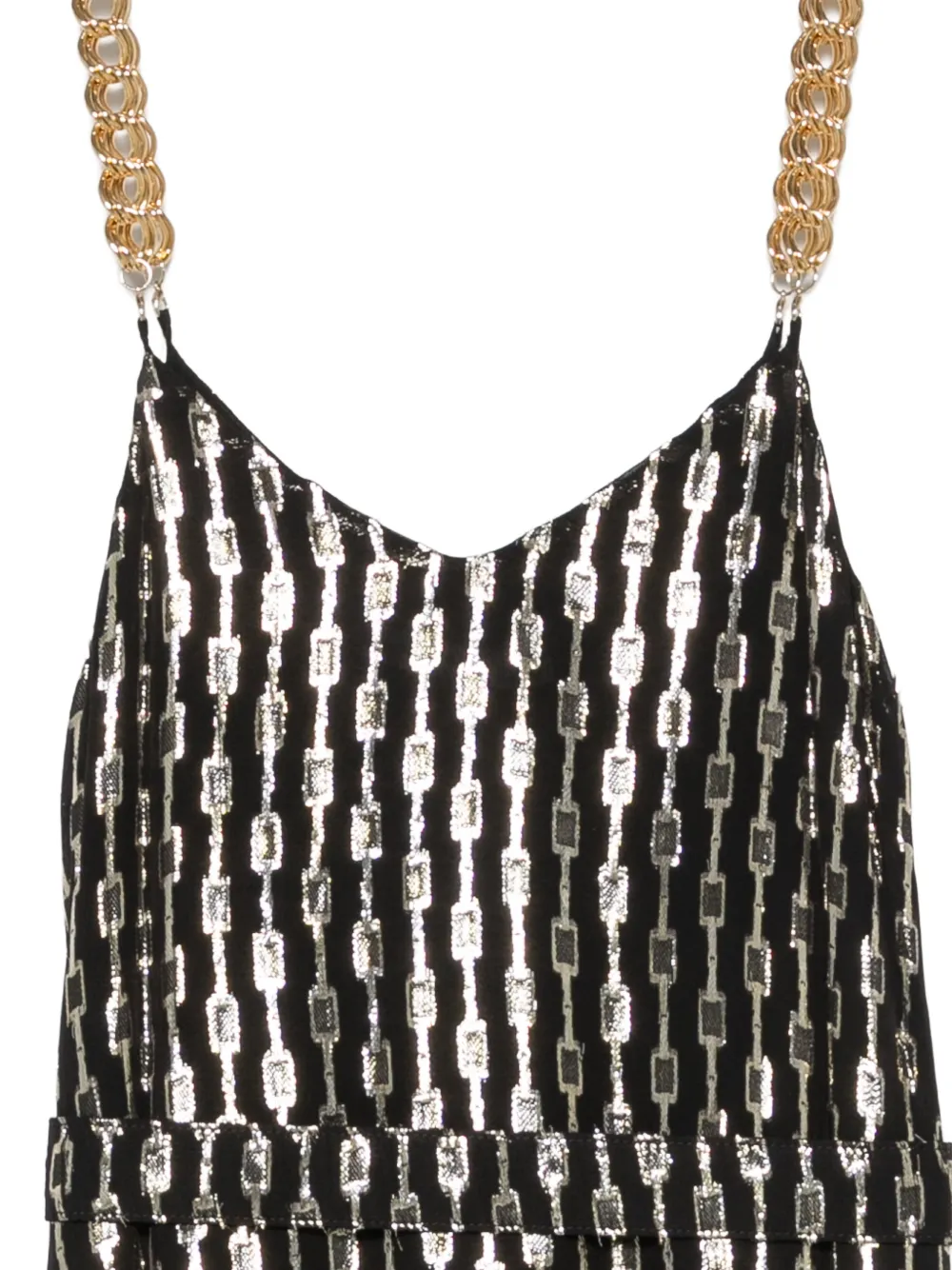 SIMONA CORSELLINI Maxi-jurk met kettingband en schakelketting-print Zwart