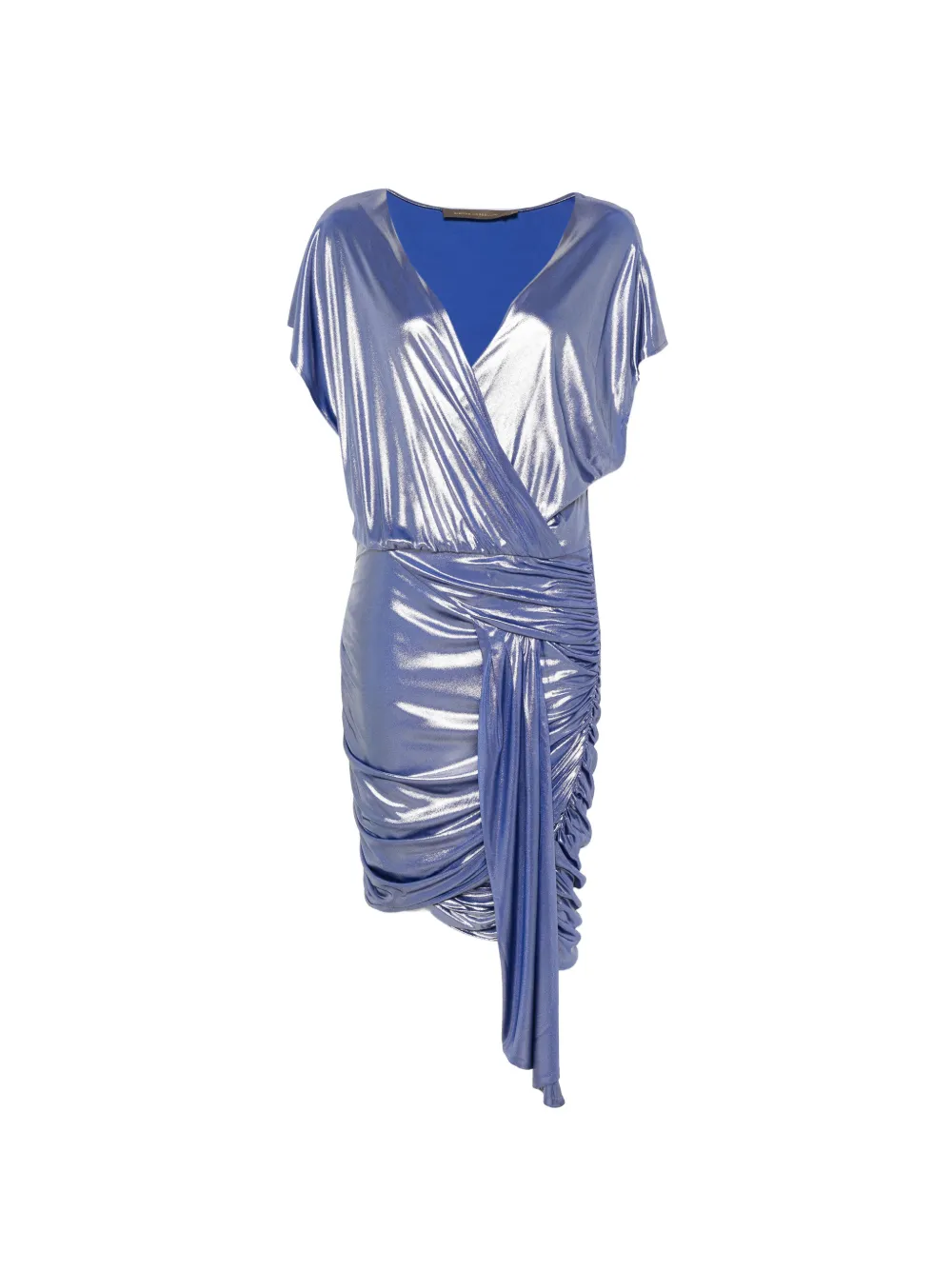 SIMONA CORSELLINI metallic-finish ruched mini dress - Blu