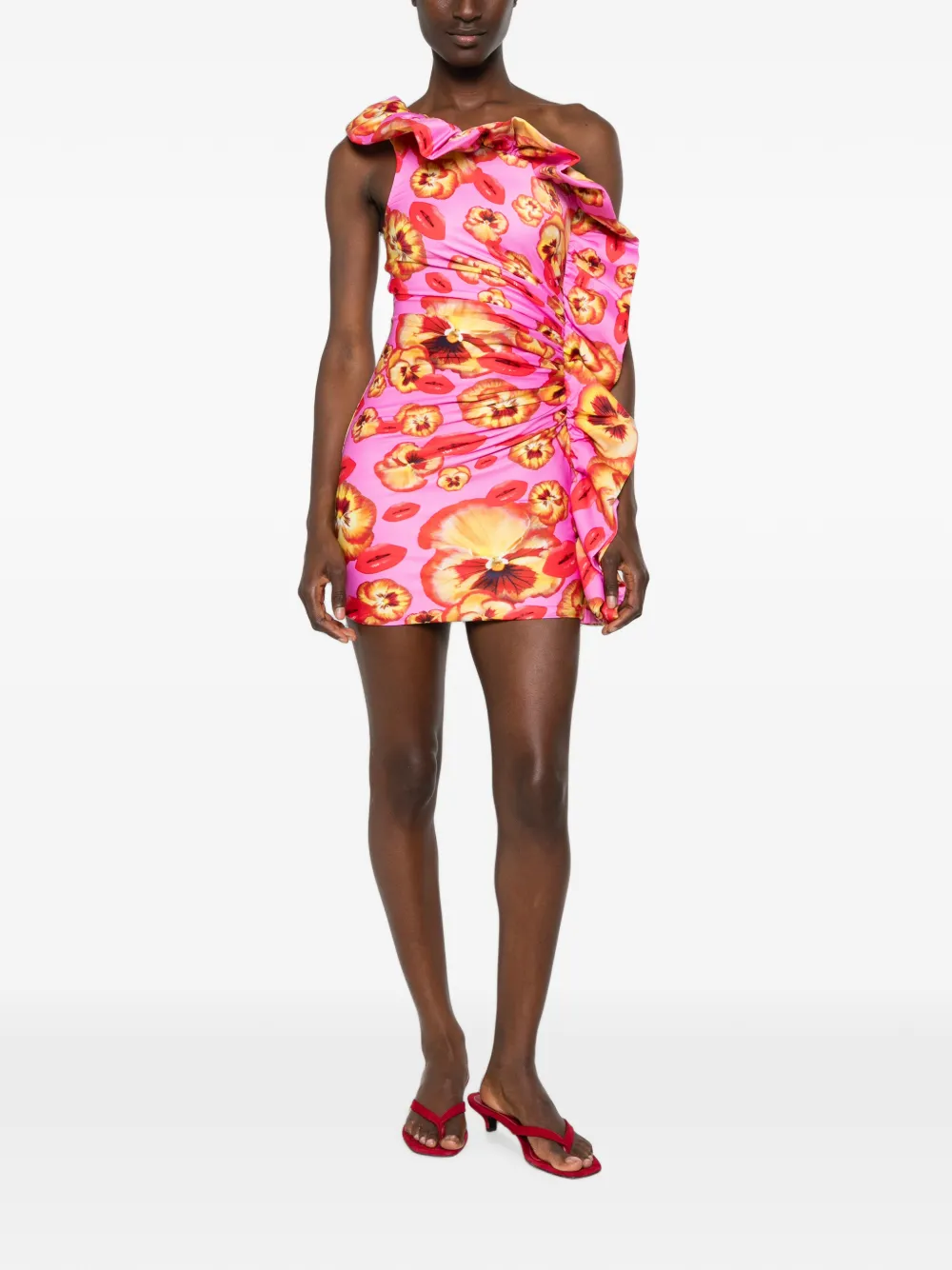 Amen floral-print ruffled mini dress - Rosa