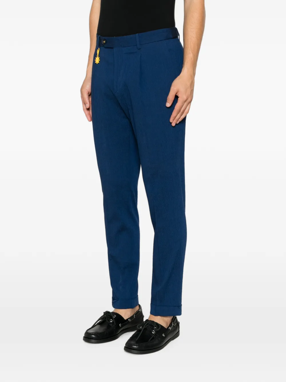 Manuel Ritz Plooibroek met seersucker-textuur Blauw