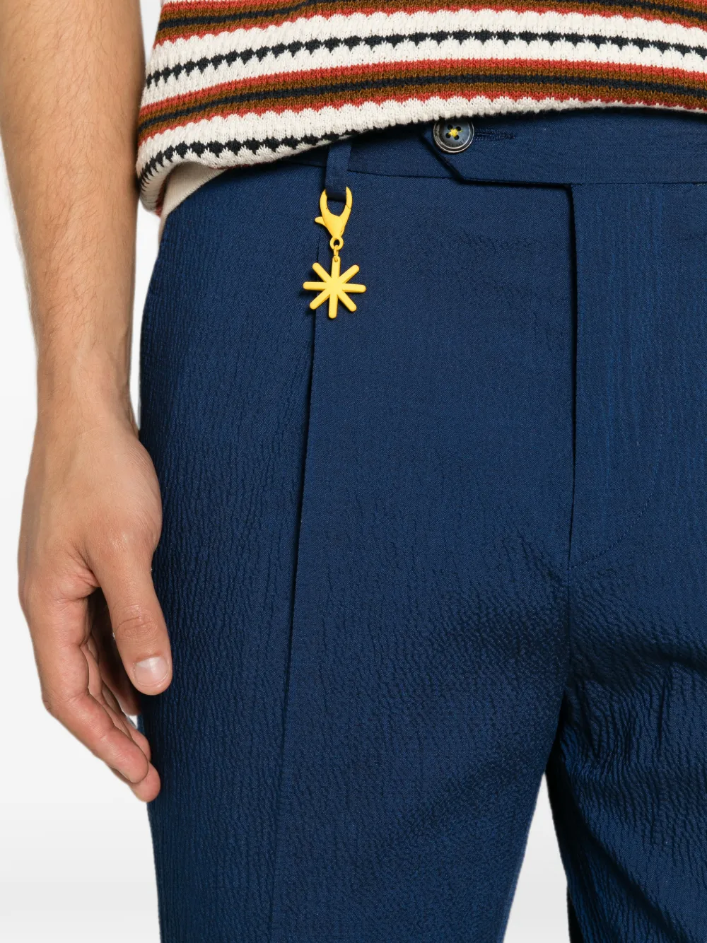 Manuel Ritz Plooibroek met seersucker-textuur Blauw