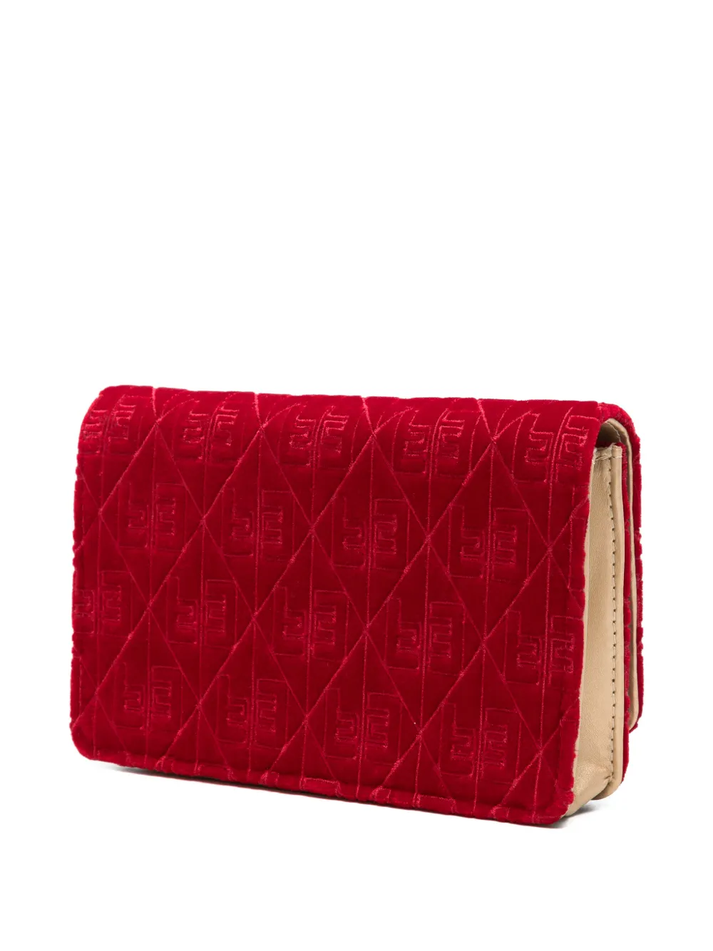 Elisabetta Franchi Schoudertas met fluwelen-effect en monogramprint Rood