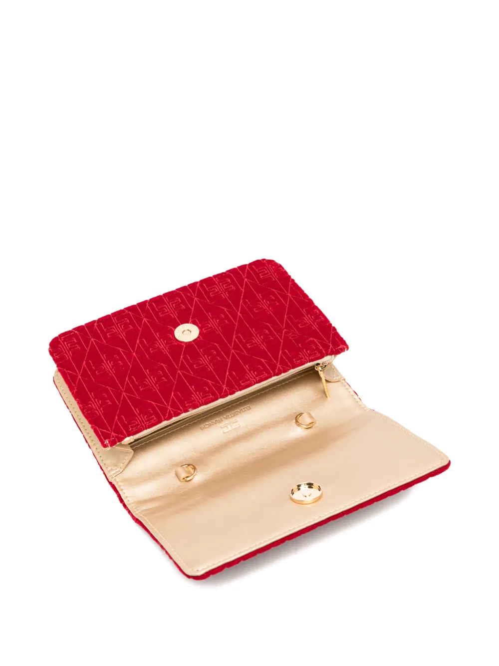 Elisabetta Franchi Schoudertas met fluwelen-effect en monogramprint Rood