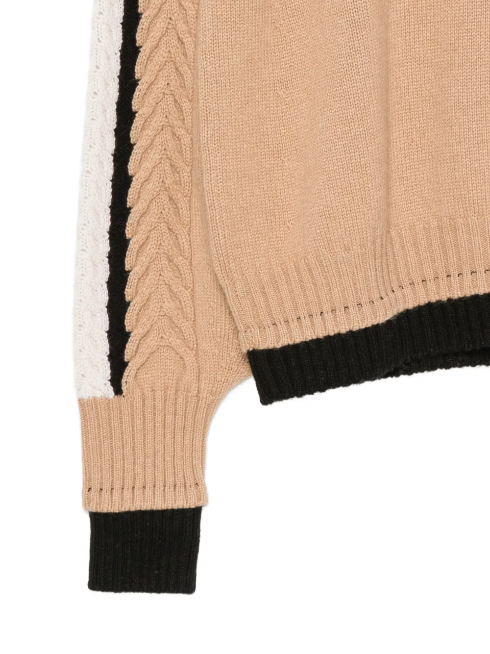 D.Exterior Kabelgebreide trui met zijstreep Beige