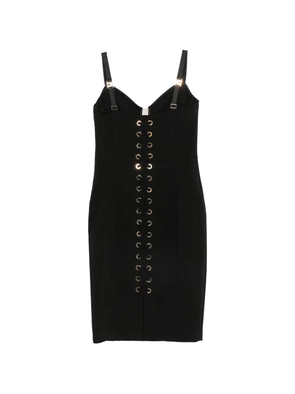 Elisabetta Franchi Mini-jurk met sweetheart hals en veters Zwart