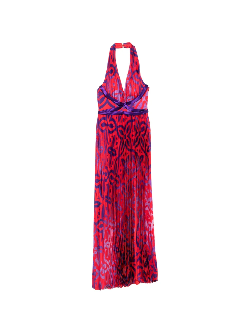 Allure abstract-print pleated maxi dress