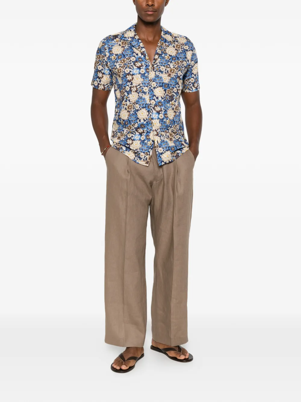 Brian Dales Overhemd met bloemenprint Blauw