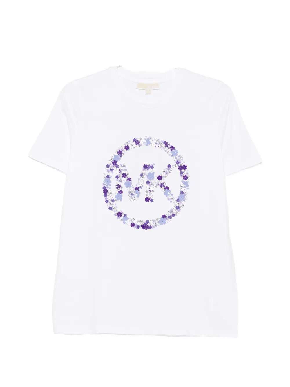 Michael Michael Kors sequin-embellished floral-logo T-shirt - Weiß