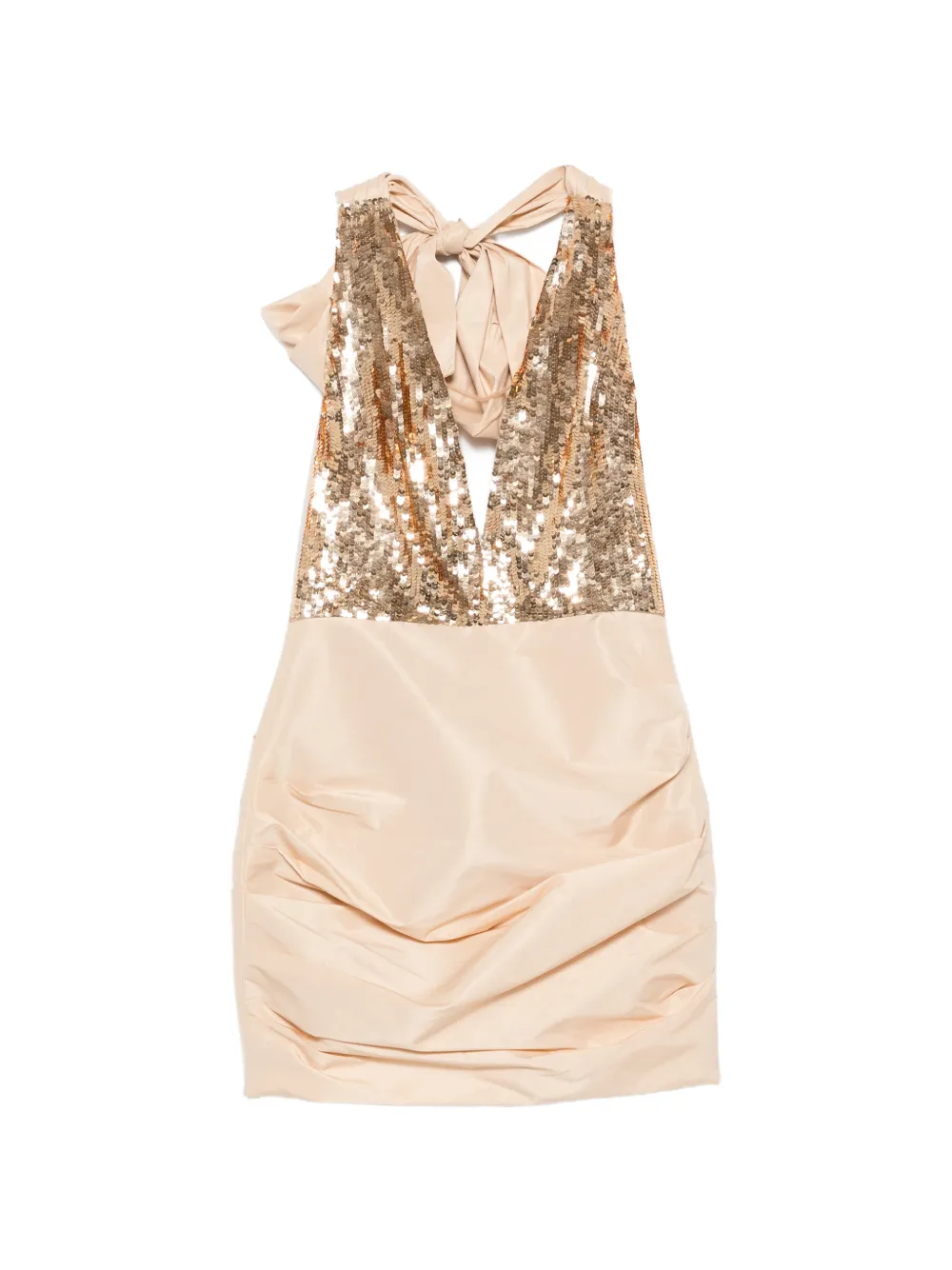 Elisabetta Franchi sequin-embellished ruched mini dress - Toni neutri